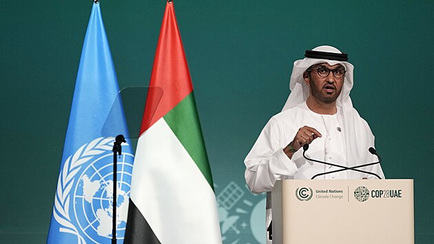 Ministr prmyslu Spojených arabských emirát Sultán Dábir na konferenci OSN o...