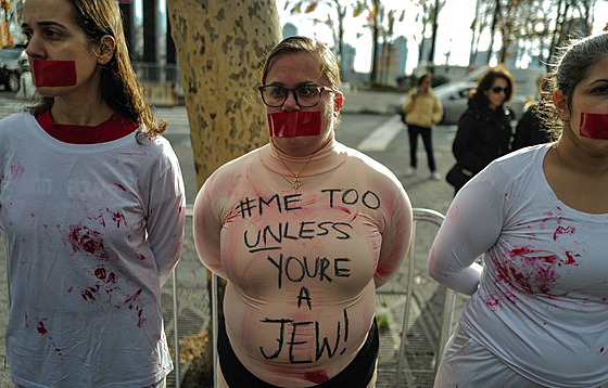 Protest p�ed budovou OSN v New Yorku. Jeho ú�astníci vy�ítají agentu�e UN...