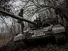 Tankové jednotky ukrajinské armády na bojových pozicích ve smru na Avdijivku v...