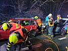 Nehoda dvou osobních automobil na Rudné ulici v Ostrav, kde kodovka zezadu...