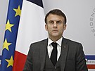 Francouzský prezident Emmanuel Macron se úastní videokonference s vedoucími...
