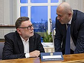 Zasedání tripartity. Zleva ministr financí Zbyněk Stanjura a předseda...