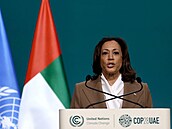 Viceprezidentka USA Kamala Harrisová na klimatickém summitu COP28 (2. prosince...