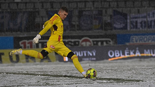 Olomoucký brankář Tomáš Digaňa v utkání proti Slovácku.