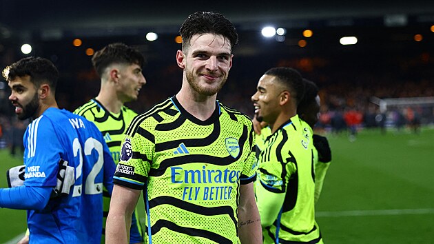 Arsenalli Declan Rice kutlama yapıyor