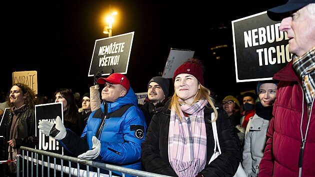 Slováci v Bratislavě protestovali proti vládě Roberta Fica. (7. prosince 2023)