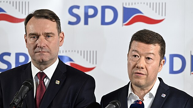 Pedseda SPD Tomio Okamura a f poslaneckho klubu SPD Radim Fiala