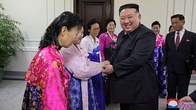 Severokorejský vůdce Kim Čong-un na 5. národním setkání matek v Pchjongjangu (5. prosince 2023)