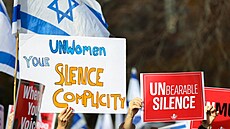 Protest p�ed budovou OSN v New Yorku. Jeho ú�astníci vy�ítají agentu�e UN...