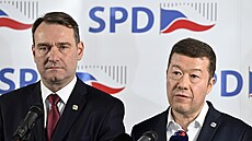 Pedseda SPD Tomio Okamura a éf poslaneckého klubu SPD Radim Fiala