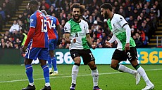 Liverpoolský Mohamed Salah se raduje, práv vyrovnal na Crystal Palace.