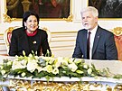 Prezident Petr Pavel pivítal na Praském hrad prezidentku Gruzie Salome...