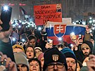 V Bratislav lidé protestovali potetí za poslední dva týdny. (19. prosince...