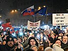 Protest proti vlád premiéra Roberta Fica se v nkolika slovenských mstech...