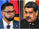 Guyanský prezident Irfaan Ali (vlevo) a jeho venezuelský protjek Nicolás...
