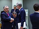 Maarský premiér Viktor Orbán a eský premiér Petr Fiala na unijním summitu v...