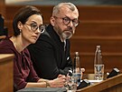 Kandidáti do Ústavního soudu Lucie Dolanská Bányaiová a Zdenk Kühn pi jednání...
