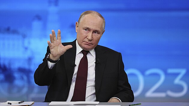 Prezident Vladimir Putin na tiskov konferenci (14. prosince 2023)