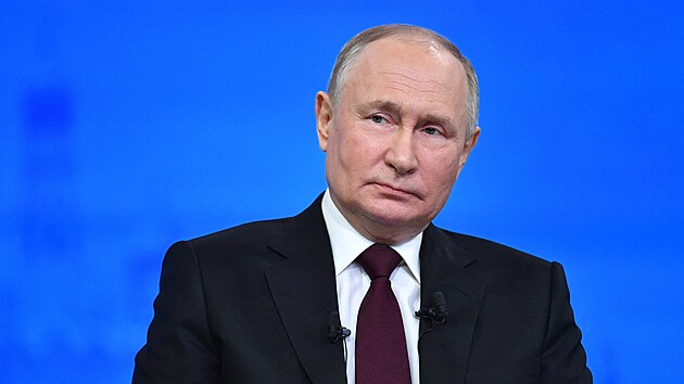 Rusk prezident Vladimir Putin na vron tiskov konferenci (14. prosince 2023)