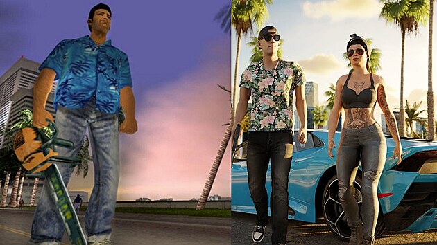 Srovnn Vice City z roku 2002 a Grand Thefta Auto VI.