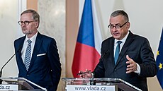 Premiér Petr Fiala a ministr prmyslu a obchodu, kandidát na eurokomisae Jozef Síkela
