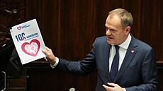 Nový polský premiér Donal Tusk p�i projevu v Sejmu, dolní komo�e parlamentu,...
