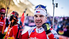 Michal Kr�má� v hromadném závod� v Lenzerheide.