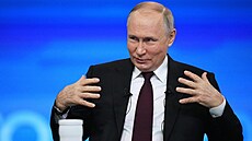 Ruský prezident Vladimir Putin b�hem projevu (14. prosince 2023)