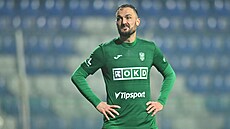 Karvinský Martin Doleal v zápase s Hradcem Králové.