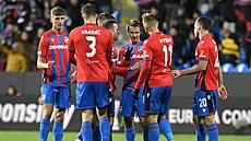 Radost plze�ských fotbalist� z gólu do sít� Astany.