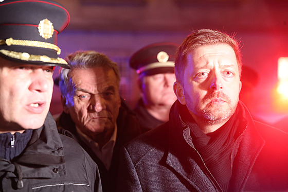 Ministr vnitra Vít Rakušan a policejní prezident Martin Vondrášek vystoupili na...