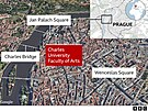 Mapa BBC k tragické stelb na Filozofické fakult UK v Praze