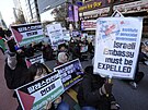 Demonstrace na podporu Palestiny v Soulu (4. listopadu 2023)