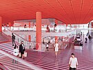 Vizualizace hlavn�ho n�dra�� v Praze po rekonstrukci odbavovac� haly