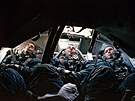 Posádka Apolla 8 na centrifuze (zleva): William Anders, James Lovell a Frank...