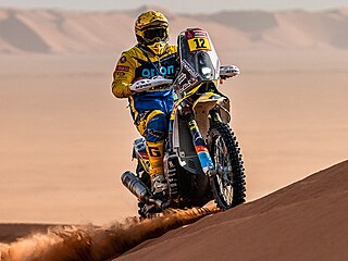 Motocyklový jezdec Martin Michek ve 13. etap Rallye Dakar.