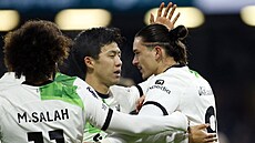 Fotbalisté Liverpoolu slaví gól na h�i�ti Burnley.