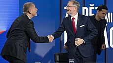 Premiér Petr Fiala a éf ANO Andrej Babi v poadu Za pt minut dvanáct v...