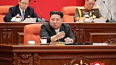 Severokorejský vdce Kim ong-un pi zasedání vládnoucí strany (31. prosince...