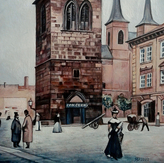 Petrská zvonice s vývsním títem Jan erný