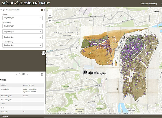 Mapová aplikace p�ibli�uje, jak vypadalo osídlení ve st�edov�ké Praze