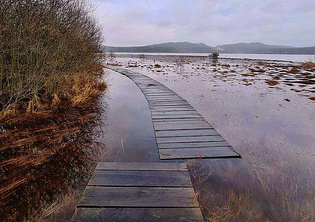 Velká voda zavřela oblíbenou stezku kolem Olšiny u Vojenského újezdu Boletice