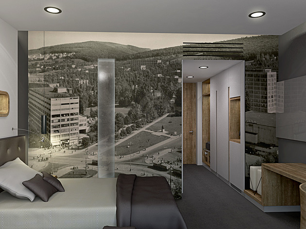 Budoucí podoba interiéru hotelu v Obchodním dom Zlín.