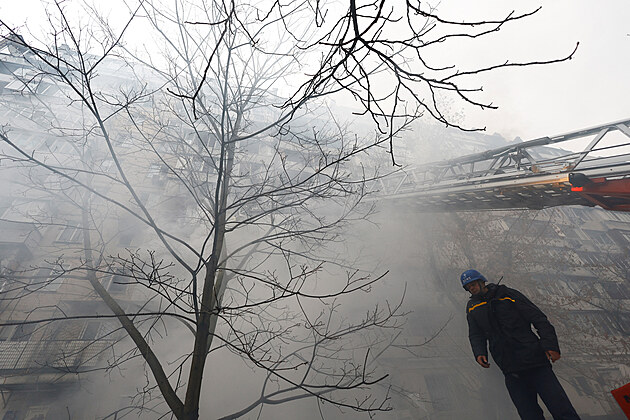 Následky ruského ostelování Kyjeva (2. ledna 2024)
