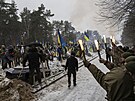 Poheb ukrajinského vojáky Svjatoslava Romanuka v Kyjev (3. ledna 2024)
