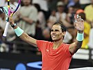 Rafael Nadal oslavuje vítzství nad Dominikem Thiemem na turnaji v Brisbane.