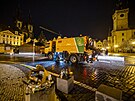 Úklid odpadk po silvestrovské noci v Praze. (1. ledna 2024)