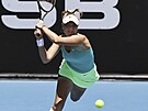Tenistka Brenda Fruhvirtová na turnaji v Aucklandu bhem mae s Ameriankou...