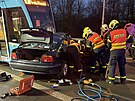 Tragicky stet vozu BMW s tramvají v Ostrav, který nepeil dvacetiletý idi....