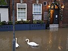 Rozvodnná eka ve Worcesteru v Anglii (2. ledna 2024)